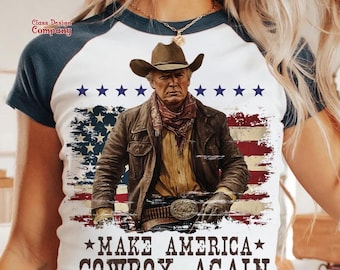 Make America Cowboy Again PNG, Retro USA Png, 4 de julio Png, 4 de julio Trump Png, Sublimación de EE. UU., 4 de julio occidental Png, América png
