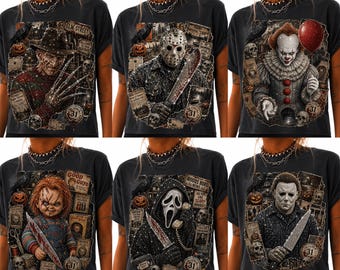 Horror Movie PNG Bundle, Halloween Horror Characters PNG, Scary Movie Sublimation Designs, Spooky Season Digital Download