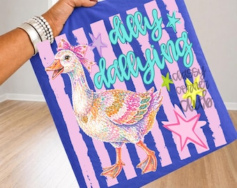 PNG de Ganso Tonto, PNG de Ganso Coqueto, PNG de Ganso Preppy, Diseño de Sublimación de Verano Neon para Niñas, Ganso de Verano Colorido, PNG de Boutique de Moda