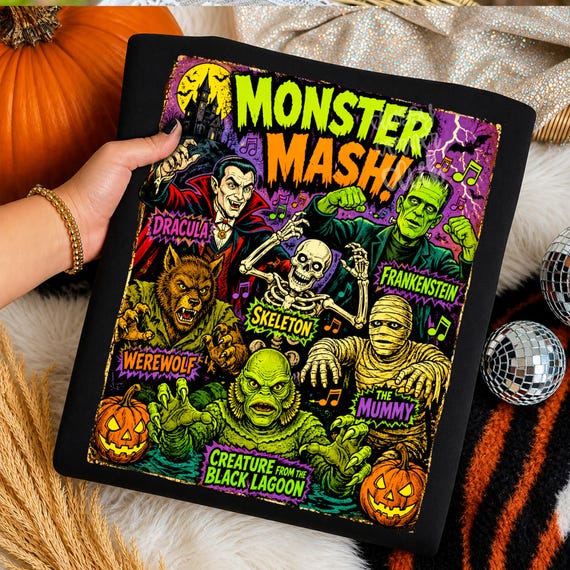 Monster Mash PNG, Retro Halloween Shirt Design, Vintage Halloween Shirt Graphics, Spooky Season PNG, Halloween Monsters PNG, Digital File
