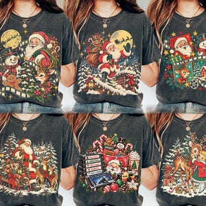 Paquete de imágenes PNG navideñas vintage de los 90, imágenes PNG navideñas retro, paquete de personajes navideños, diseños nostálgicos para sublimación navideña. imagen 1