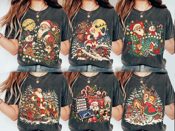 90s Vintage Christmas PNG Bundle, Retro Christmas PNG, Christmas Characters Bundle, Nostalgic Holiday Sublimation Designs