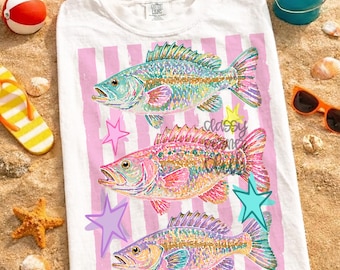 Everyday Summer Shake That Bass PNG Diseño Digital Girly Trendy Kid Design Women Pink Preppy Print Lake Pond Fish Watercolor Trending Stripe