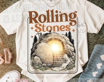 Rolling Stones Pascua PNG, Diseño de camiseta cristiana retro de Jesús de Pascua, Pascua cristiana PNG, Jesús cristiano PNG, Diseño de Él ha resucitado PNG