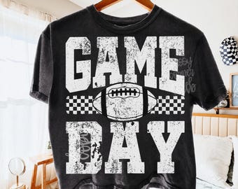 Game Day Football PNG, Vintage Checkered Sports Design, Retro American Football Sublimation, Football Shirt Digital Download