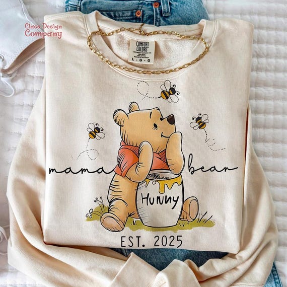 Winnie The Pooh Mama Bear PNG, Floral Mothers Day (Digital Download)