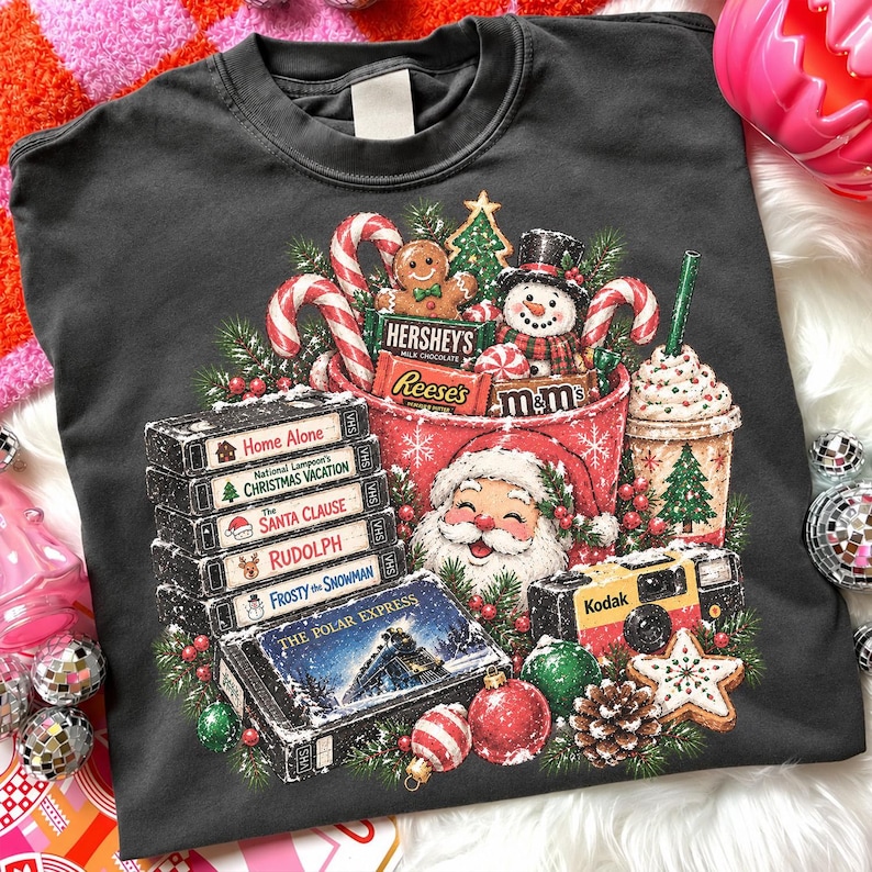Paquete de imágenes PNG navideñas vintage de los 90, imágenes PNG navideñas retro, paquete de personajes navideños, diseños nostálgicos para sublimación navideña. imagen 5