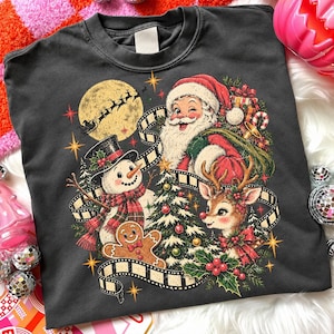 Paquete de imágenes PNG navideñas vintage de los 90, imágenes PNG navideñas retro, paquete de personajes navideños, diseños nostálgicos para sublimación navideña. imagen 6