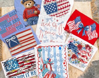 Paquete PNG del 4 de julio, diseños patrióticos de EE. UU. por sublimación, gráficos de camisetas estadounidenses, PNG rojo, blanco y azul, paquete de imágenes prediseñadas del Día de la Independencia