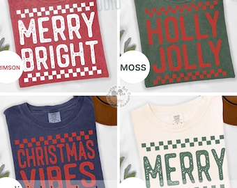 Trendy Christmas PNG Bundle, Preppy Christmas PNG, Retro Distressed Holiday Shirt Design Merry & Bright, Christmas Vibes Print Sublimation