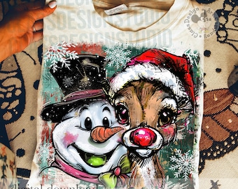 Christmas Frosty And Rudlph PNG, Christmas png, Christmas Movies Png, Preppy Brushtroke Christmas, Cute Christmas png, Digital Download