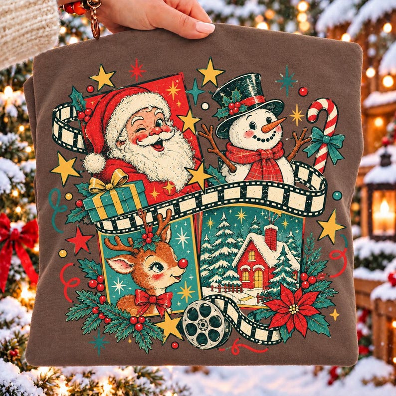 Paquete de imágenes PNG navideñas vintage de los 90, imágenes PNG navideñas retro, paquete de personajes navideños, diseños nostálgicos para sublimación navideña. imagen 4