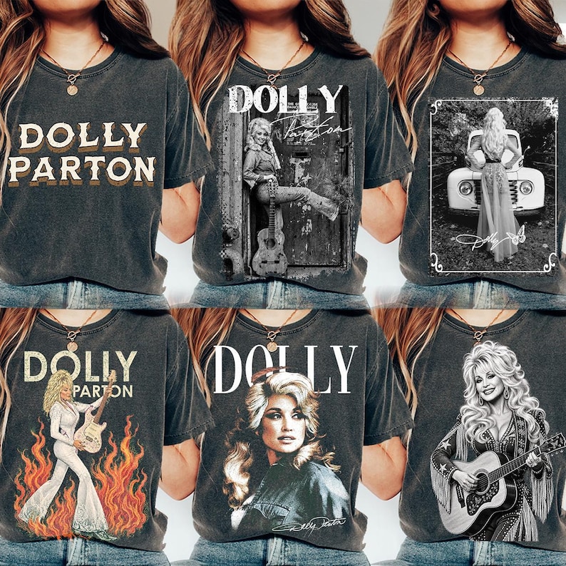 Retro Dolly Partoon PNG Bundle, Vintage Country Music PNG, Retro Western Singer Sublimation Design, Southern Girl Shirt Graphic image 1