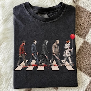 Horror Characters PNG, Slasher Movie Halloween Design, Spooky Abbey Road PNG, Horror Shirt Sublimation Download