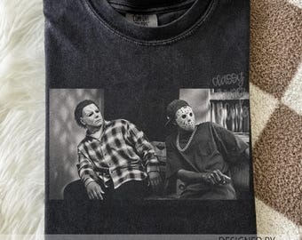 Vintage Halloween Horror PNG, Retro Horror Movie Characters Design, Black and White Halloween PNG, Horror Shirt Sublimation Digital Download