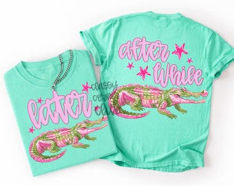 Más tarde, cocodrilo caimán PNG, diseño de caimán rayado de verano (descarga digital)