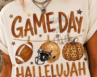Game Day Hallelujah PNG, Pink Football PNG, Coquette Football Design, Girly Football Sublimation, Football Season Shirt PNG