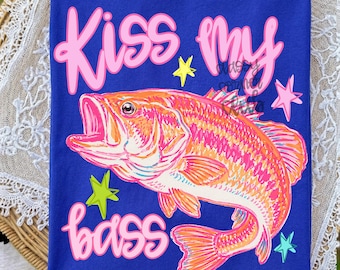 Diseño digital PNG "Besa mi pez lubina" (estampado de acuarela veraniego)