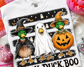 Duck Duck Boo PNG, Halloween Duck PNG, Cute Ghost and Pumpkin Design, Spooky Season Sublimation, Fall Digital Download