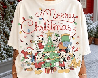Merry Christmas Png, Christmas Mickey And Friends Png, Vintage Christmas Png, Retro Holiday Png, Christmas Tree Sublimation Design