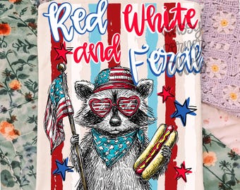 Mapache divertido del 4 de julio PNG, archivo de sublimación de animales patrióticos