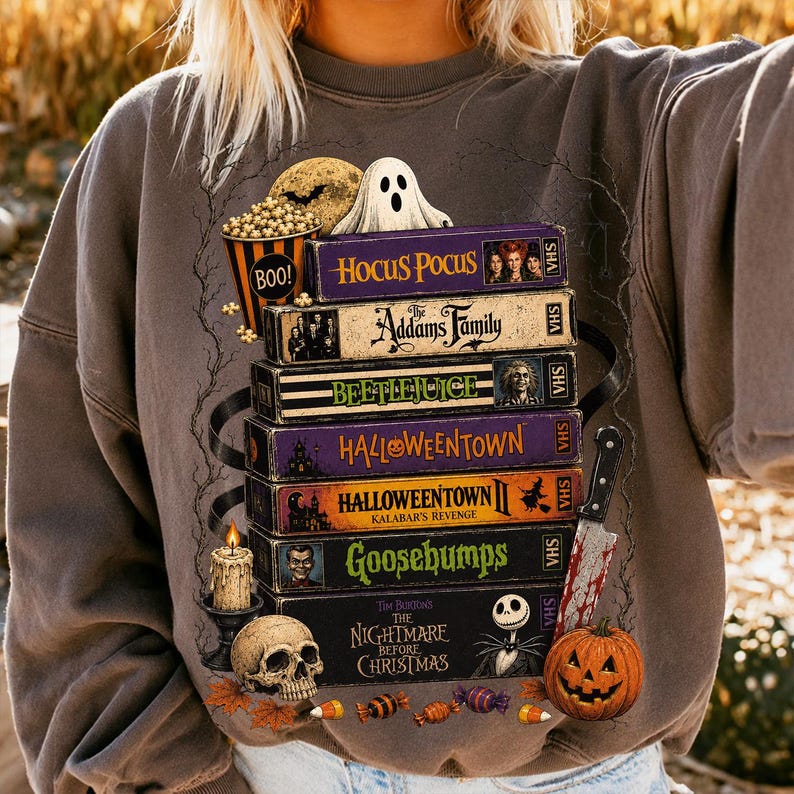 Vintage 90s Halloween PNG, Retro Halloween VHS Nostalgia, Spooky Season Graphic, Halloween Movies VHS Shirt Design, Sublimation Download image 5