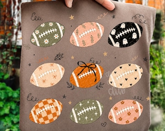 Fall Football PNG Bundle, Preppy Game Day Sublimation Design, Cute Halloween Football PNG, Autumn Sports Digital Download
