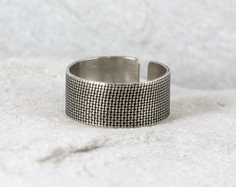 Canvas - simple unisex silver ring, adjustable sterling silver ring for man and woman, minimalist jewelry, wide ring