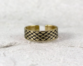 Écaille de poisson - bague en laiton unisexe, bague dorée réglable pour homme et femme, bijoux minimalistes