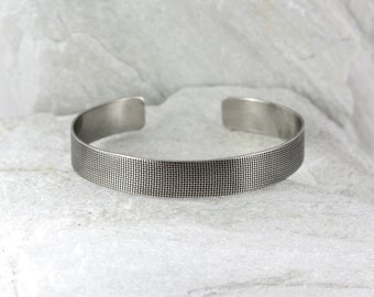 Canvas - unisex silver bracelet, adjustable sterling silver bangle for man and woman, minimalist jewelry, simple metal bracelet