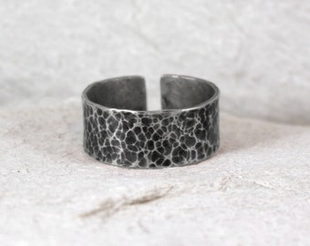 Lava - bague en argent unisexe simple, bague réglable en argent sterling pour homme et femme, bijoux minimalistes, bague large irrégulière