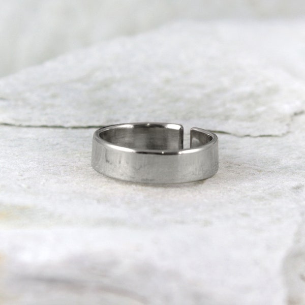 Plain - eenvoudige unisex zilveren ring, verstelbare sterling zilveren ring voor man en vrouw, minimalistische sieraden