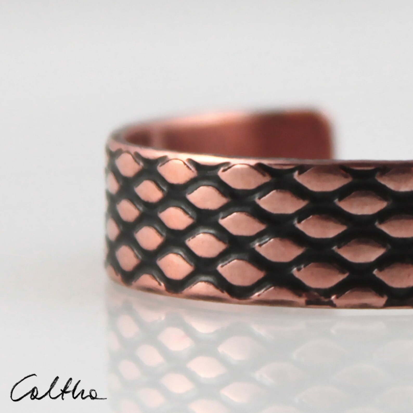 Fish Scale Unisex Copper Ring Adjustable Metal Ring for Man Etsy