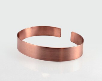 Satin - unisex copper bracelet, adjustable bangle for man and woman, minimalist jewelry, simple plain matte bracelet
