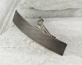 Fish scale - silver hair barrette for woman, simple metal hair clip, classic French barrette, long hair jewelry, sterling silver hair clasp