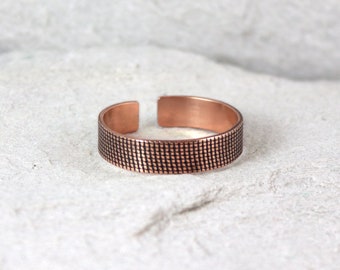 Canvas - unisex copper ring, adjustable metal ring for man and woman, minimalist Jewelry