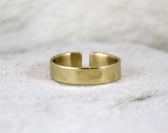 Plain - unisex brass ring, adjustable gold colored ring for man and woman, minimalist jewelry