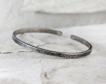 Irregular - unisex silver bracelet, adjustable Sterling silver bangle for man and woman, minimalist jewelry, simple bracelet