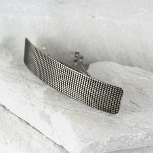 Grid - Haarspange aus Silber für Damen, schlichte Haarspange aus Metall, klassische französische Haarspange, langer Haarschmuck, Sterling Silber Haarspange