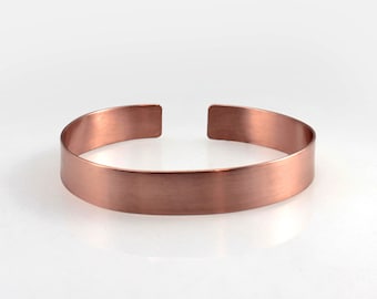 Satin - unisex copper bracelet, adjustable bangle for man and woman, minimalist jewelry, simple plain matte bracelet