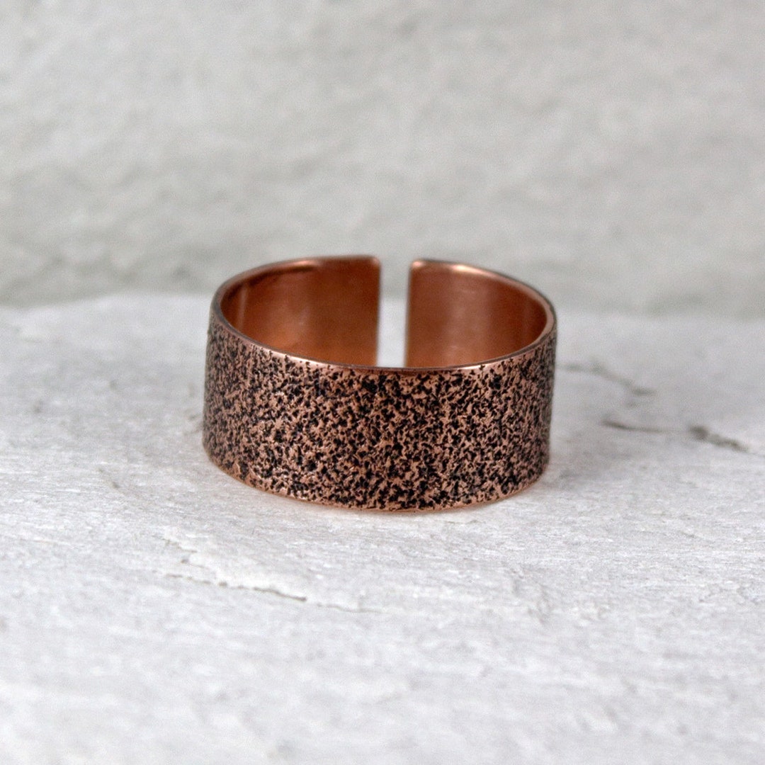 Soft Copper Rings Textured Copper Ring: Unisex Minimalist Jewelry, Adjustable Wide Band ...
