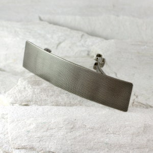 Canvas - silver hair barrette for woman, simple metal hair clip, classic French barrette, long hair jewelry, sterling silver hair clasp