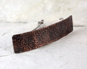 Lava - copper hair barrette for women, simple metal hair clip, French barrette, long hair jewelry, big rustic copper hair clasp for woman