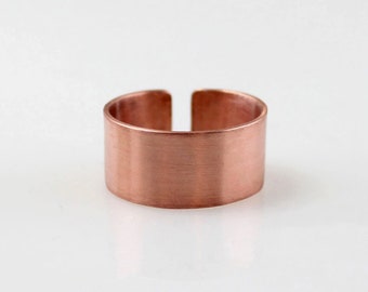 Satin - unisex copper ring, adjustable metal ring for man and woman, minimalist Jewelry, wide ring, wide plain matte ring