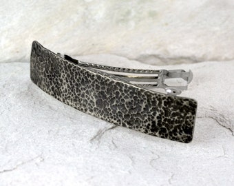 Lave - barrette à cheveux en argent pour femme, simple barrette en métal, barrette française classique, bijoux pour cheveux longs, attache pour cheveux en argent sterling