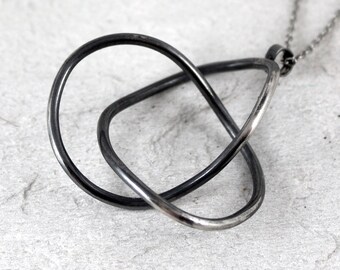 Tangled XL - silver pendant, simple necklace for woman, minimalist sterling silver jewelry, infinity pendant