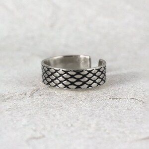 Fish Scale Simple Unisex Silver Ring, Adjustable Sterling Silver Ring ...