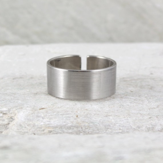 Satin Simple Unisex Silver Ring Adjustable Sterling Silver Ring