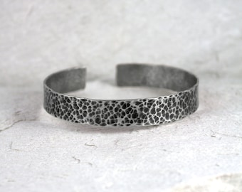 Lava - unisex silver bracelet, adjustable sterling silver bangle for man and woman, minimalist jewelry, simple irregular bracelet