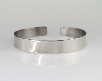 Plain - unisex metal bracelet, adjustable silver colored bangle for man and woman, minimalist jewelry, simple plain bracelet